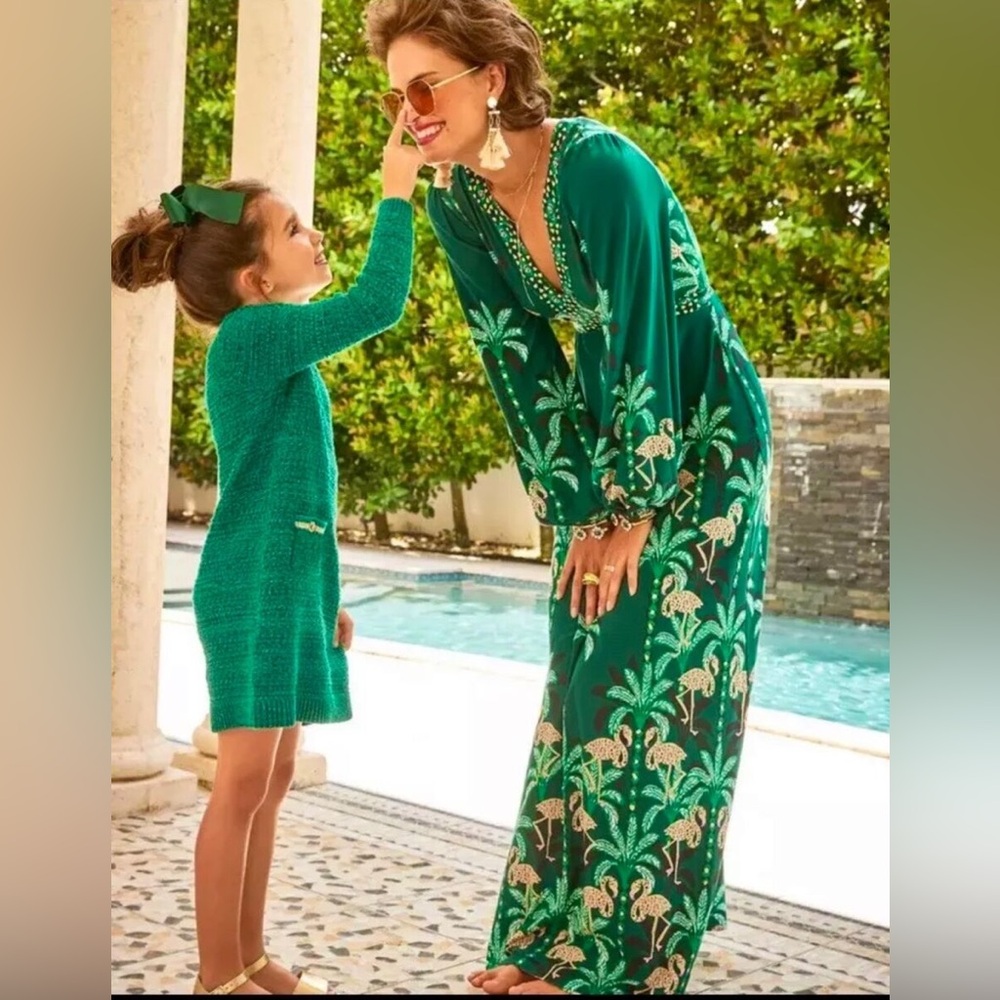 NWOT 🦄 Lilly Pulitzer Wexlee Long Sleeve Maxi Dress Evergreen Stir It Up Size 10 - Picture 2 of 10